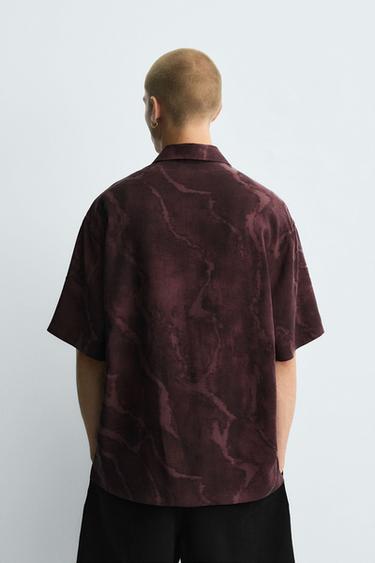 FLOWING TIE-DYE PRINT SHIRT - Burgundy by Zara - Image 2