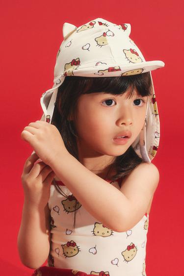 HELLO KITTY © SANRIO SWIM HAT WITH NECK FLAP - Ecru / Red by Zara