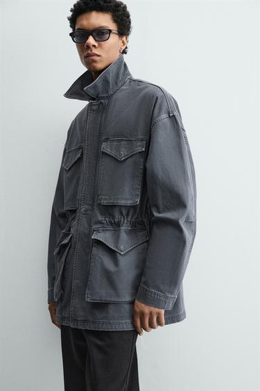 WASHED COTTON TEXTURED PARKA - Light indigo by Zara - Image 4