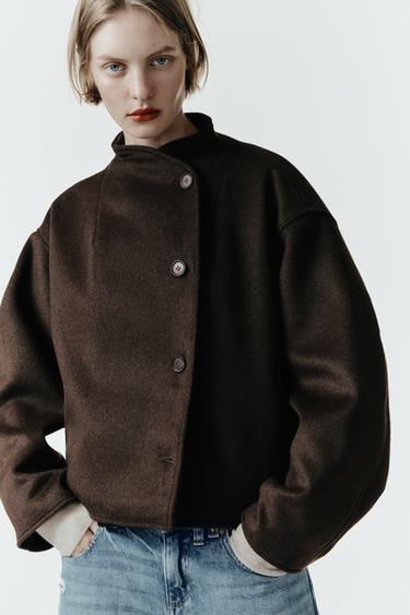 CAZADORA SOFT CRUZADA - Marrón oscuro de Zara