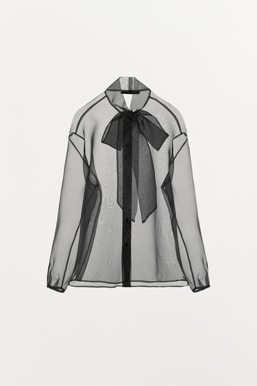 CAMISA ORGANZA LAZADA - Negro de Zara - Imagen 0