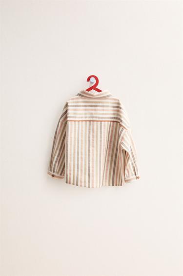 ZARA TIMELESS - STRIPED SHIRT WITH POCKET - Orange by Zara - Image 1