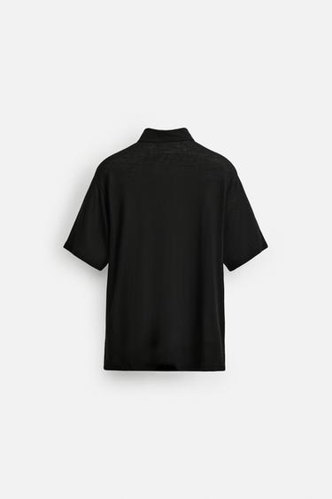 POLOSHIRT AUS VISKOSE UND LEINEN - Schwarz von Zara