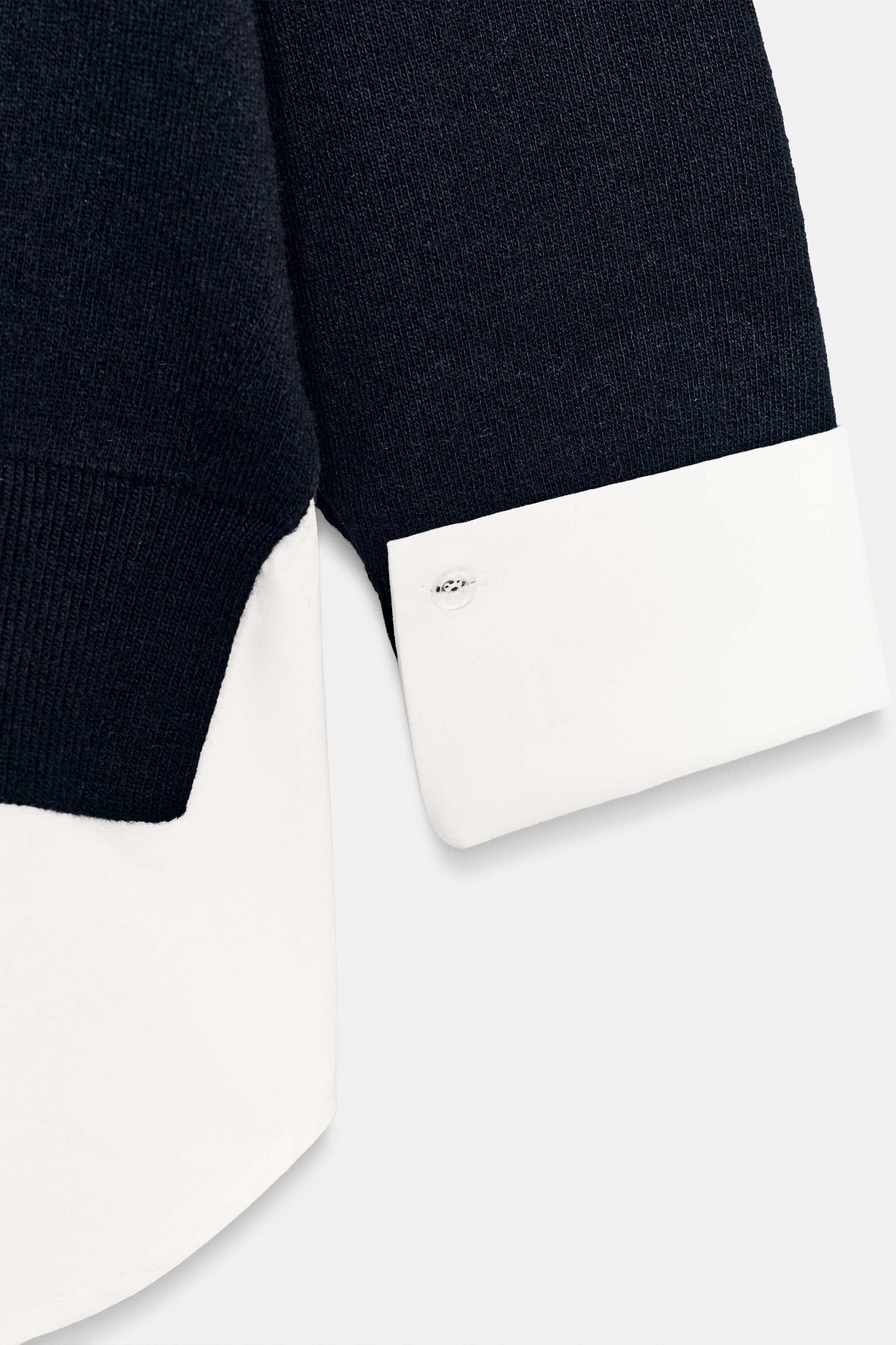 COMBINATION POPLIN KNIT JUMPER