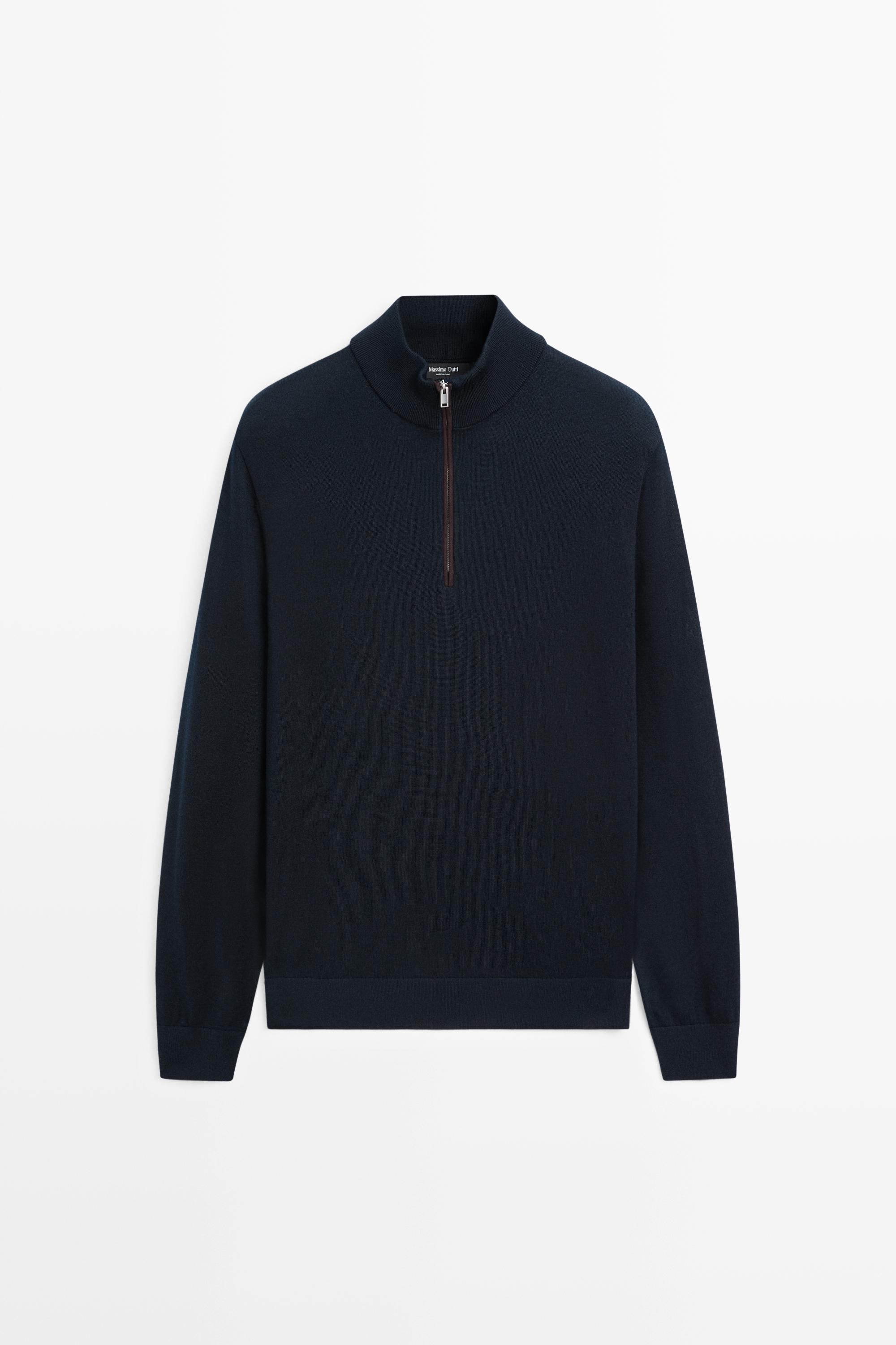 Pull col montant en maille mérinos mélangée