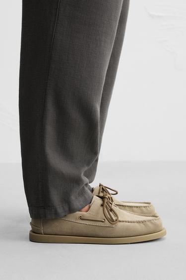 LEATHER DECK SHOES - Beige by Zara - Image 0