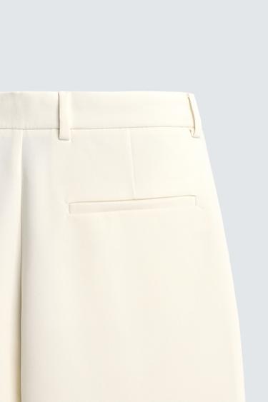 RELAXED FIT PLEATED TROUSERS - Oyster-white by Zara - Image 9