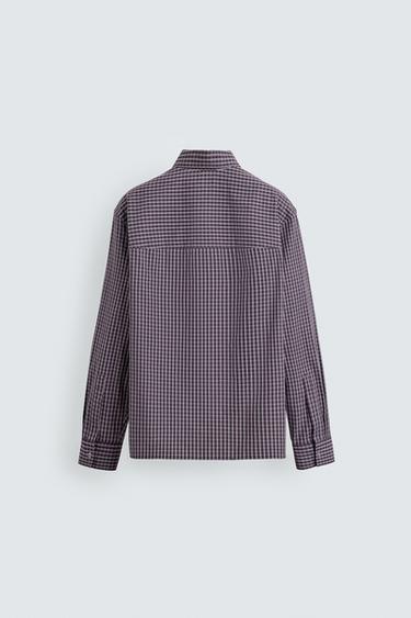 RELAXED FIT CHECK SHIRT - Burgundy by Zara - Image 7