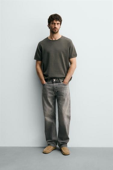 REGULAR FIT KNIT T-SHIRT - Grey green by Zara - Image 0