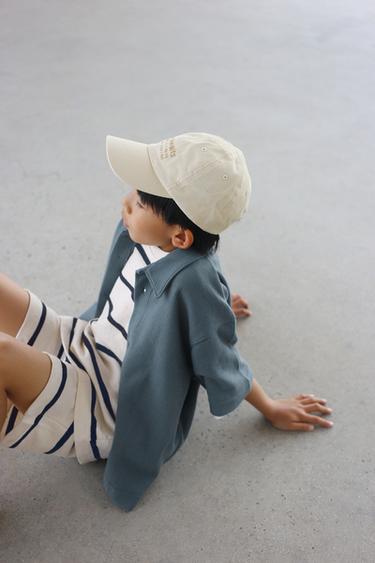 STRIPED T-SHIRT AND BERMUDA SHORTS SET - Ecru / Navy by Zara