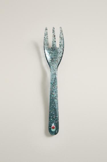 CHILDREN'S GLITTER TRITAN™ FORK WITH STARS - Blue by Zara