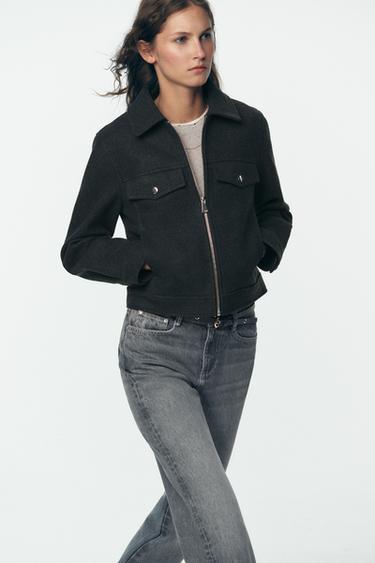 SOFT ZIP-UP JACKET - Grey by Zara