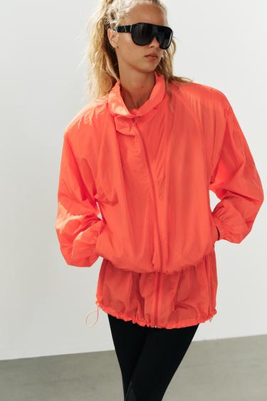 Zara NYLON ZIP MINI DRESS - Neon orange