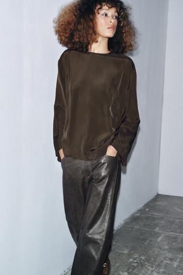 BLUZË E LIRSHME ZW COLLECTION - Kafe nga Zara