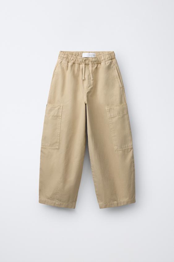 PANTALÓN BALLOON CARGO - Amarillo claro de Zara - Imagen 0