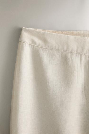 PANTALON LONG LIN UNI - Écru de Zara - Image 1