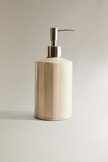 STRIPED CERAMIC SOAP DISPENSER - Blues by Zara