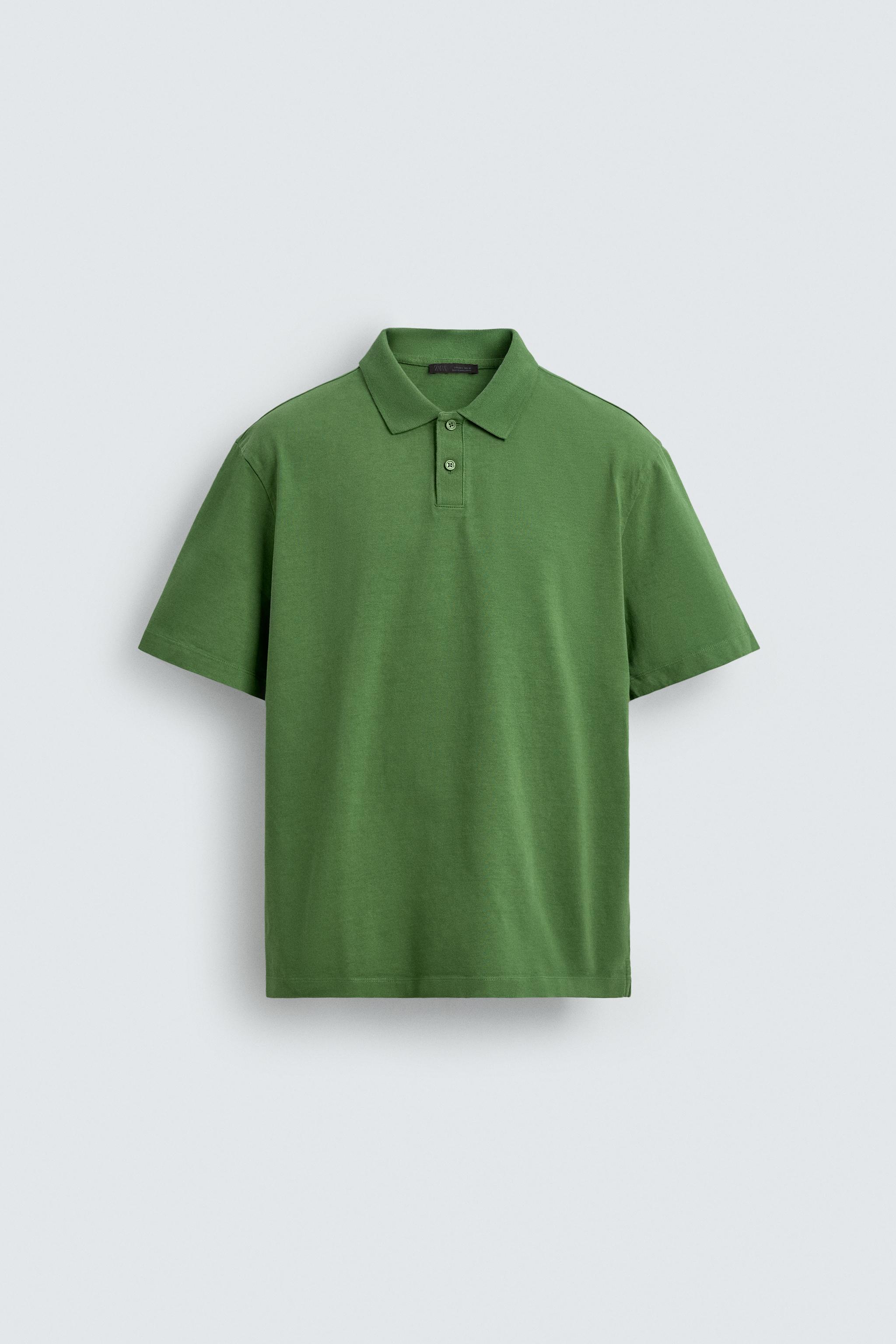 ウォッシュド加工レギュラーフィットポロシャツ - グリーン | ZARA