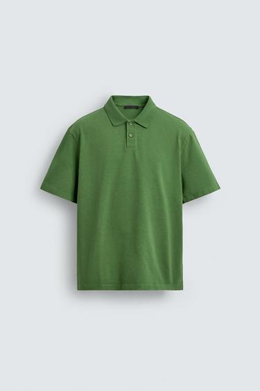 ÁO POLO DÁNG SUÔNG VẢI BẠC MÀU - Xanh lục từ Zara