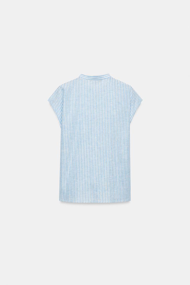 Blusa a rayas con hilo metálico y lazos 7