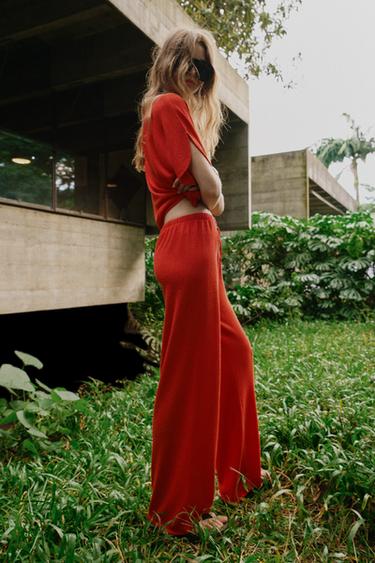 RUSTIC WIDE-LEG TROUSERS - Red by Zara - Image 2
