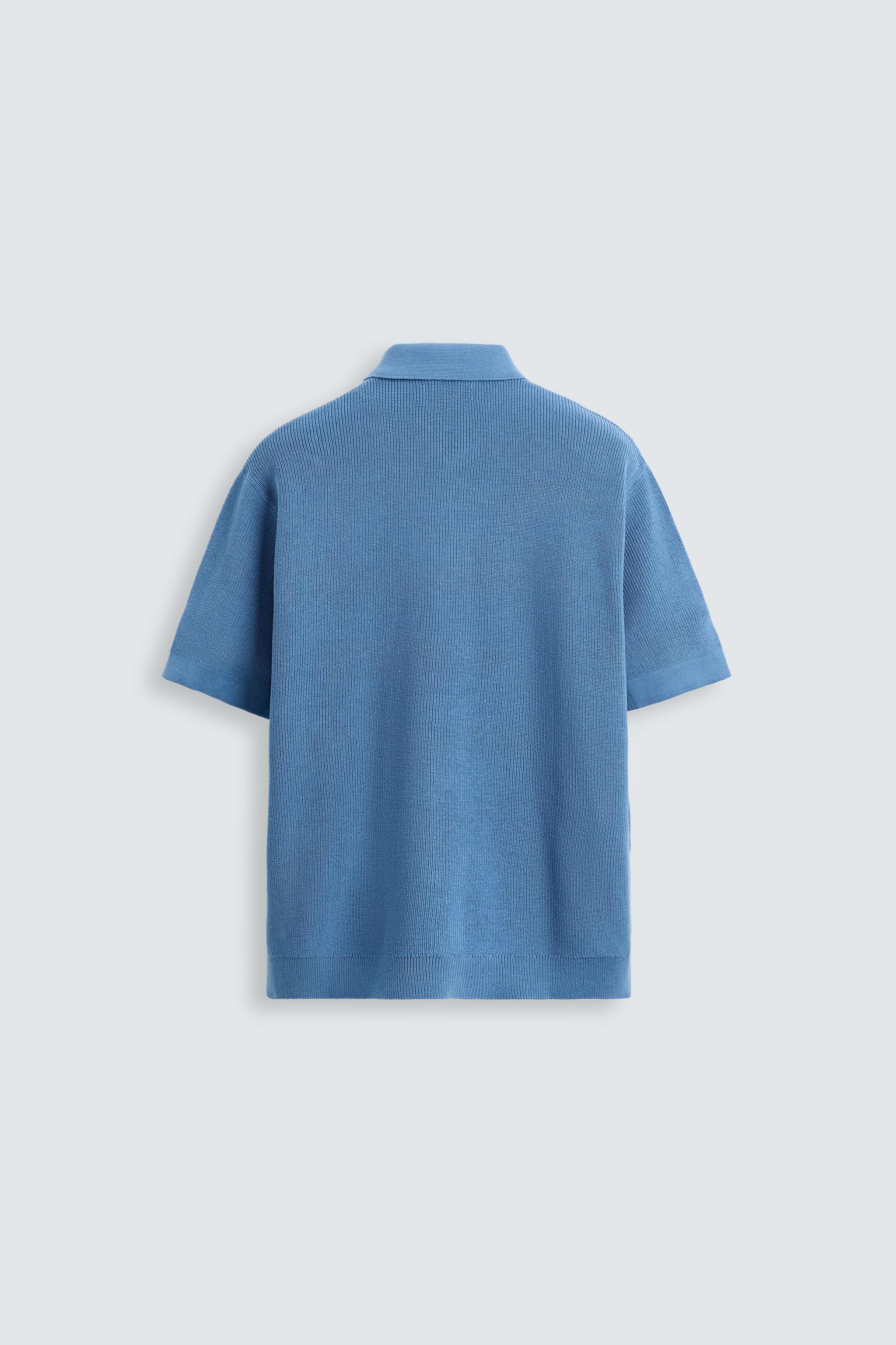 PURL KNIT POLO SHIRT WITH ZIP - Bluish | ZARA Australia