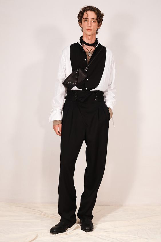 RELAXED FIT HIGH-WAIST BUTTON TROUSERS - Black by Zara - Image 0