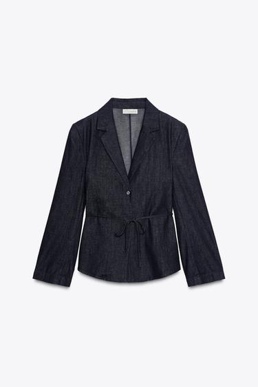 VESTE CHEMISE CEINTURÉE - Indigo foncé de Zara - Image 4