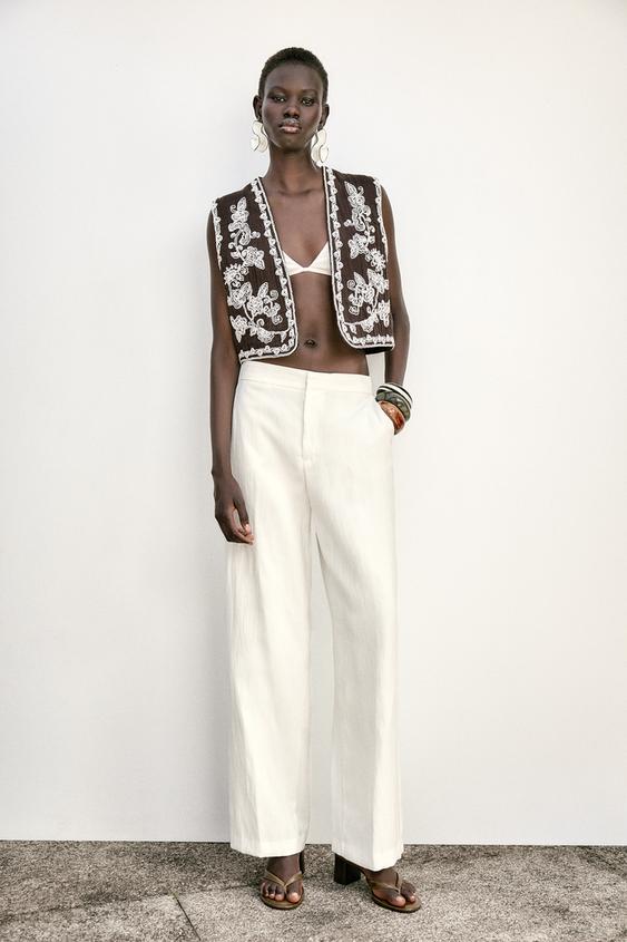 EMBROIDERED OPEN VEST
