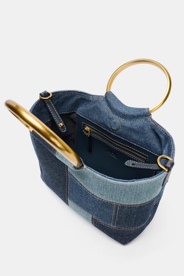 PATCHWORK MINI BUCKET BAG - Denim Blue by Zara - Image 5