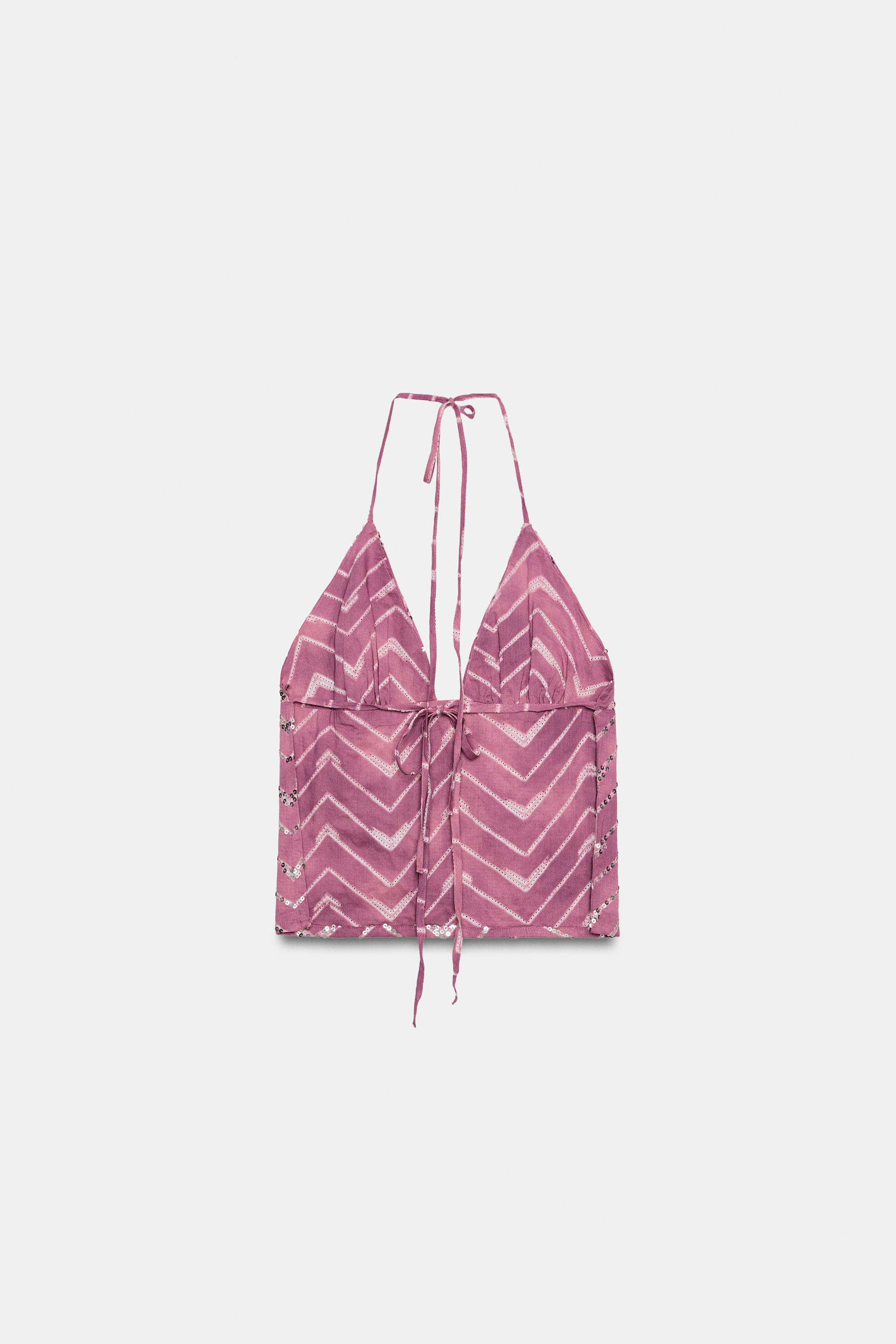 TOP HALTER IMPRIMÉ PAILLETTES