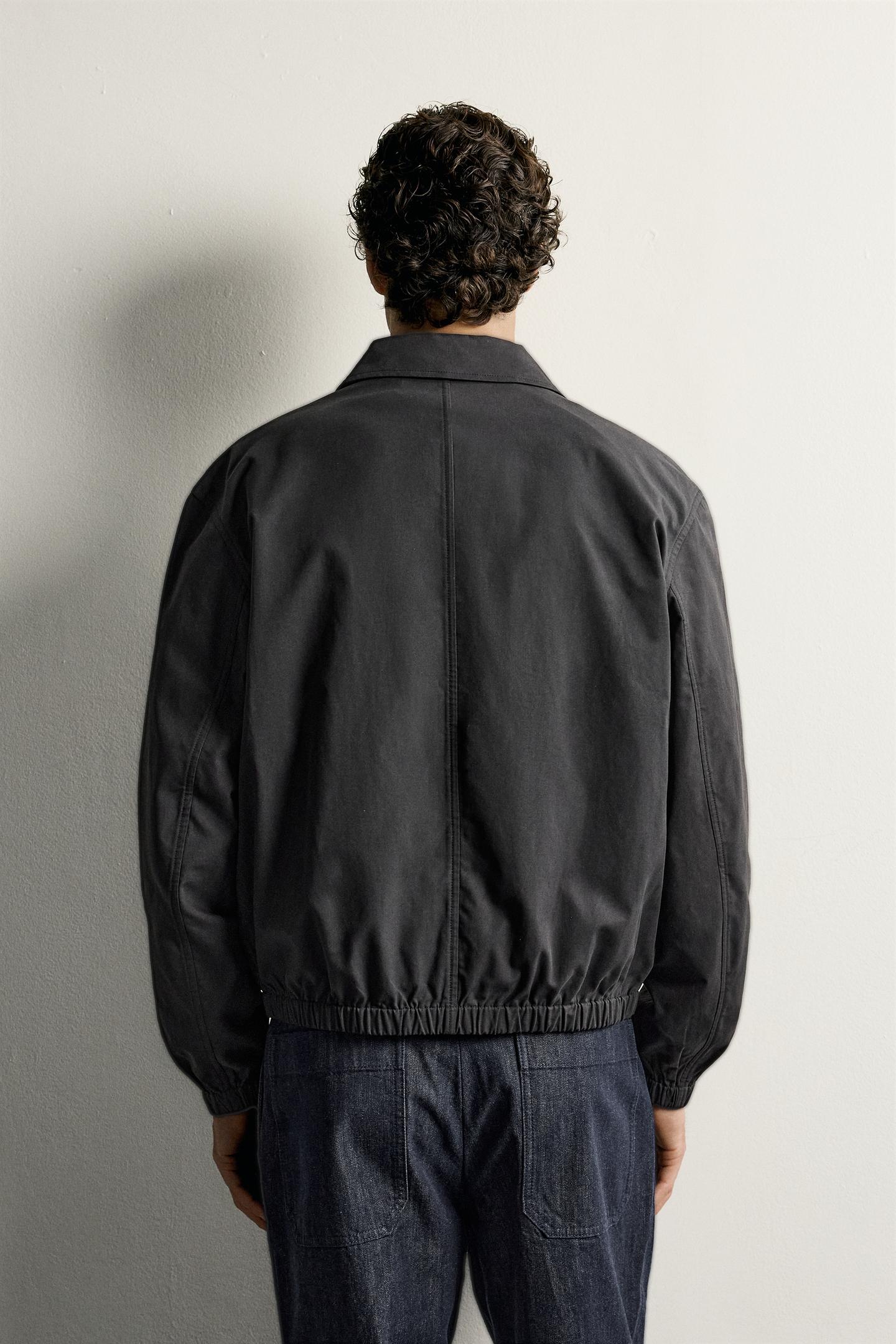 Мужская куртка Zara Lightweight Cotton-Lyocell, цвет: Чёрный — фото 3