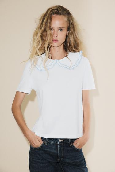 Zara Beyaz - BEBE YAKA T-SHIRT