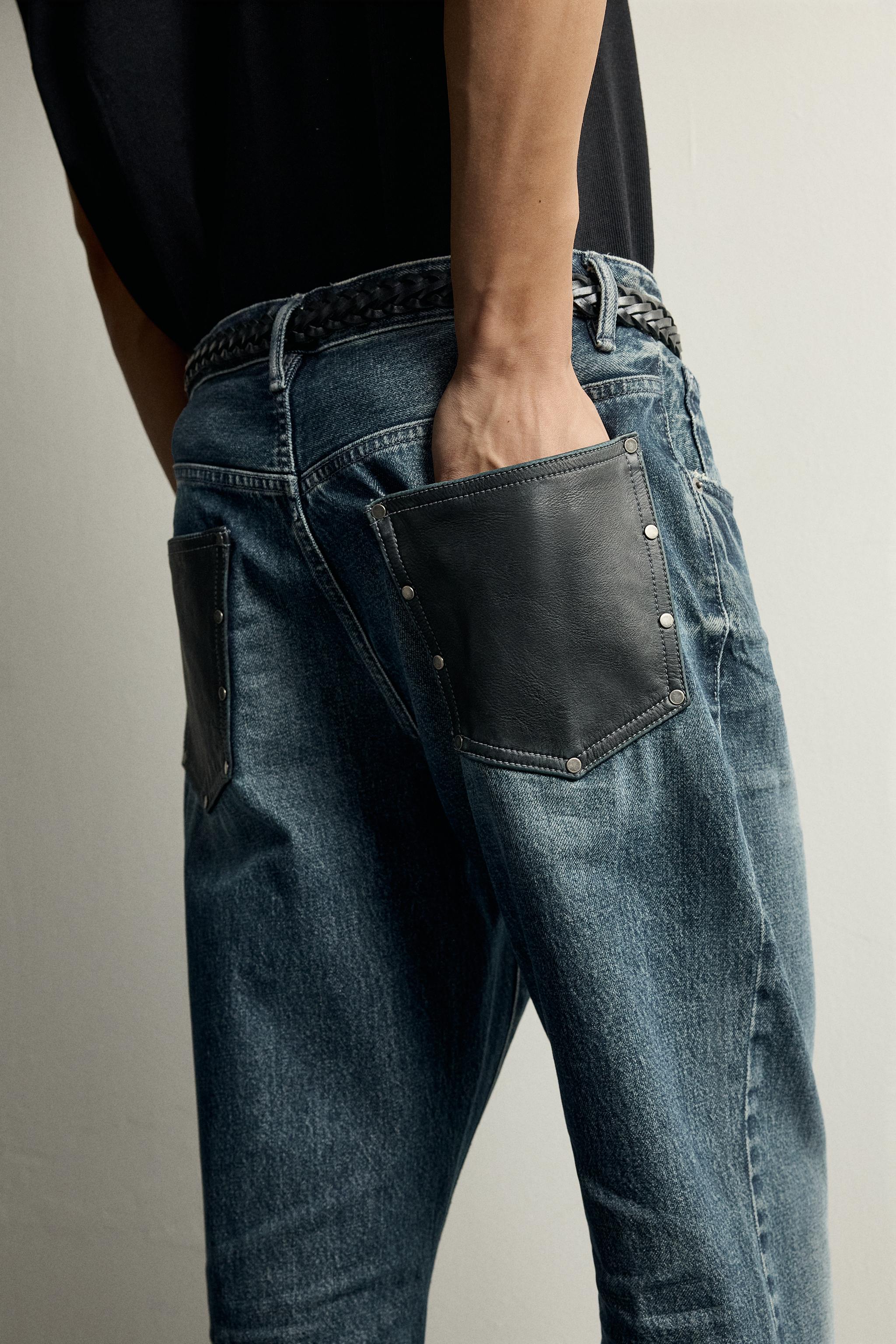 Мужские джинсы Zara CONTRASTING POCKET FLARE JEANS — фото 6