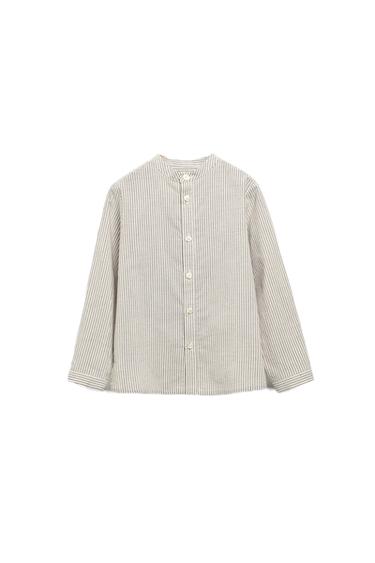 Zara 2-5 YEARS / STRIPED MANDARIN COLLAR SHIRT LIMITED EDITION - Brown / White