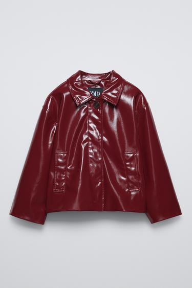 PATENT JACKET - Burgundy by Zara