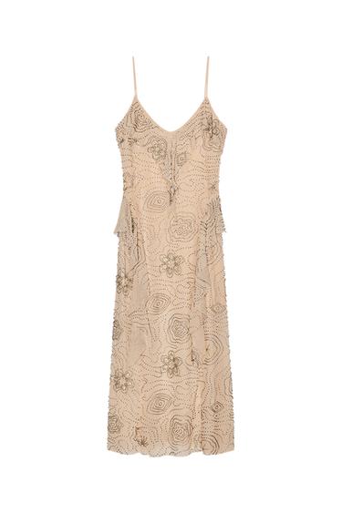 MIDI DRESS WITH RUFFLES AND SHIMMER