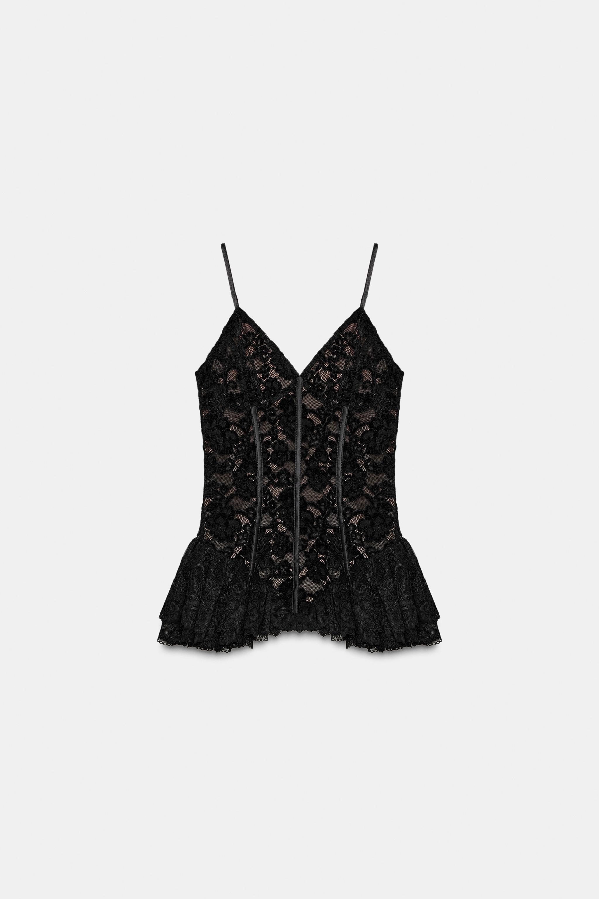 LACE PEPLUM TOP - Black | ZARA South Africa