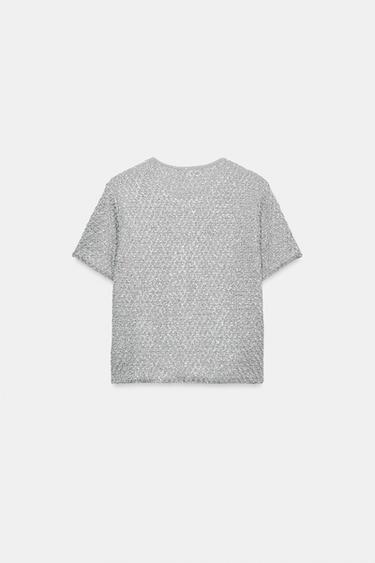 GILET EN MAILLE PAILLETTES ET FIL MÉTALLISÉ - Argent de Zara - Image 6