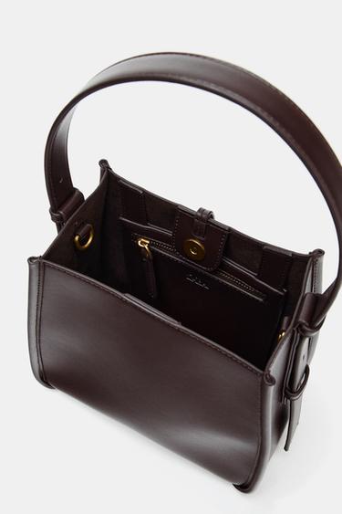 MINI BUCKET BAG WITH METAL RING - Burgundy Red by Zara - Image 6