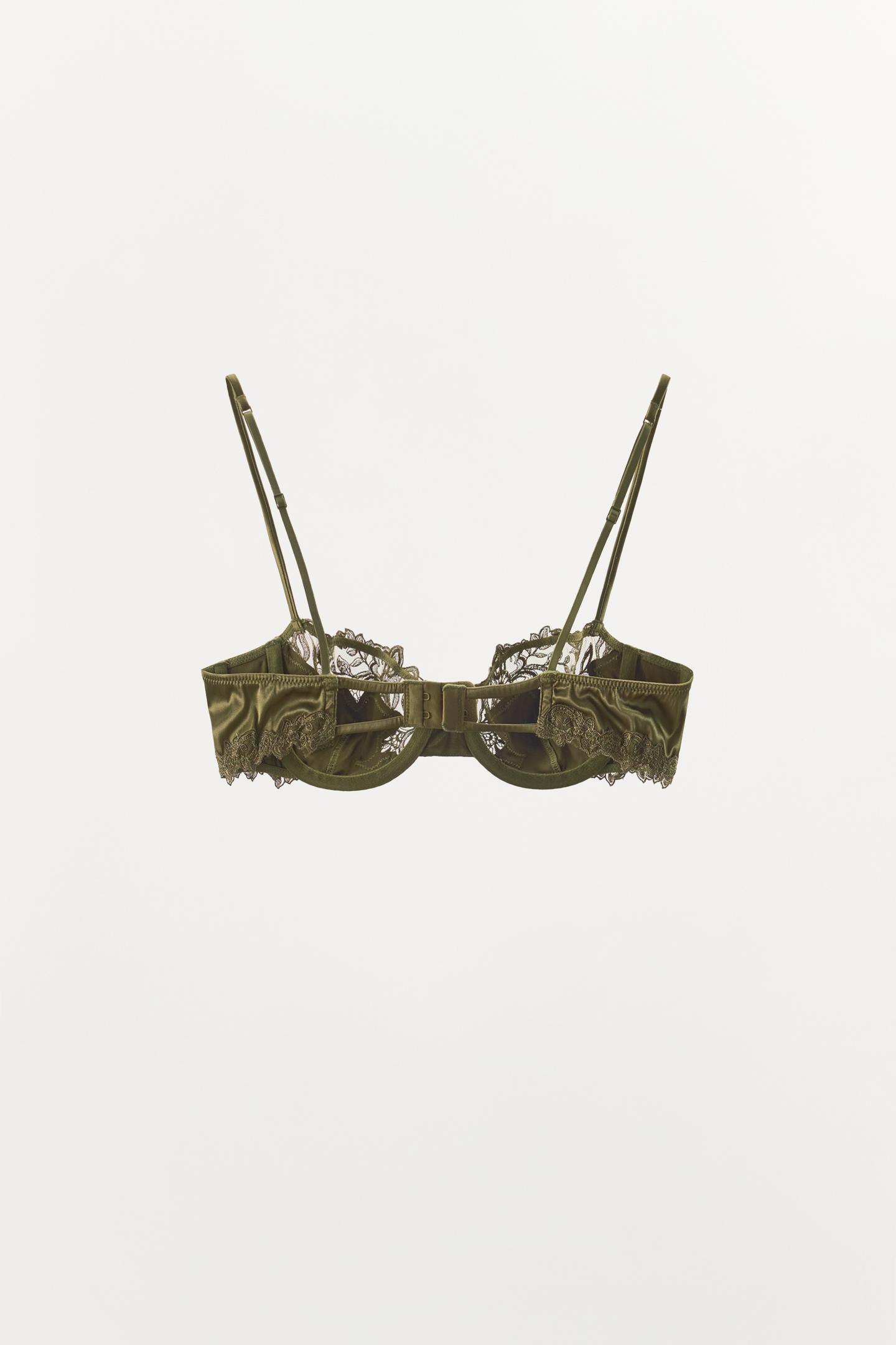 Бра, на косточках, кружево, атлас — Zara, цвет: Зелёный — фото 6