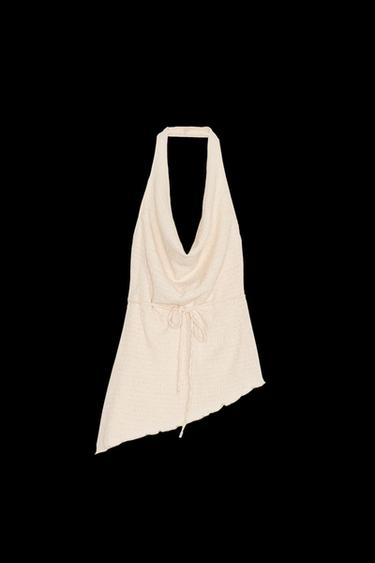 TEXTURED ASYMMETRIC TOP - Cream by Zara - Image 0