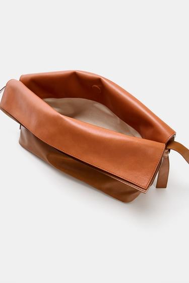 SAC ENVELOPPE EN CUIR À RABAT - brun de Zara - Image 7