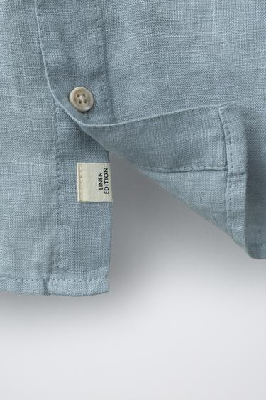 100% LINEN SHIRT - Blue by Zara - Image 4