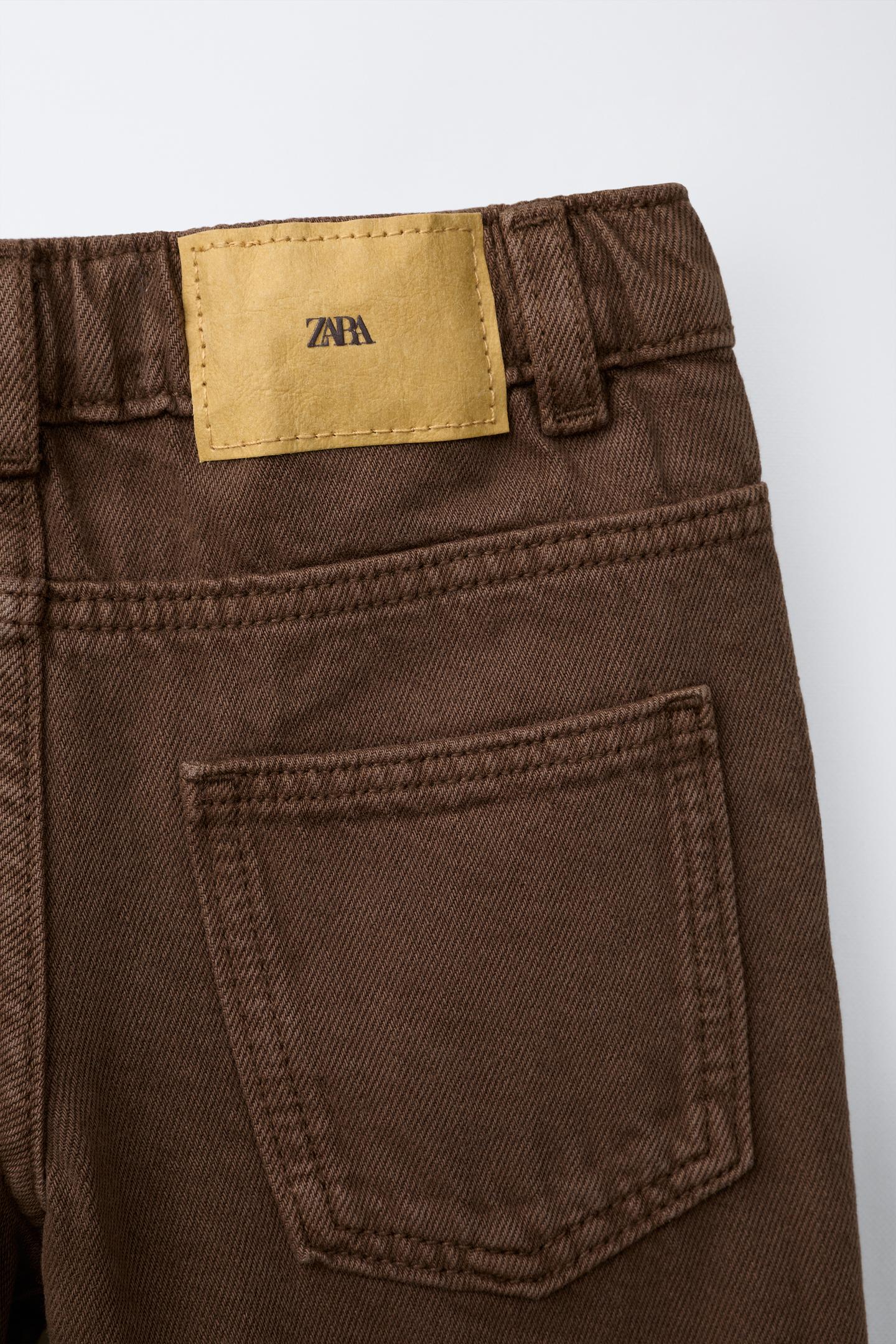 Детские брюки Zara Twill Pants with Cuffed Hem, цвет: Коричневый — фото 5
