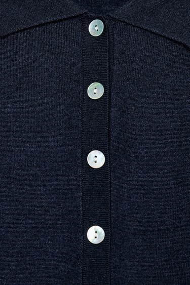 FINE KNIT WOOL POLO SHIRT - Navy blue by Zara