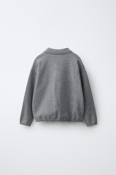 STRIPED KNIT POLO — Dark gray 2