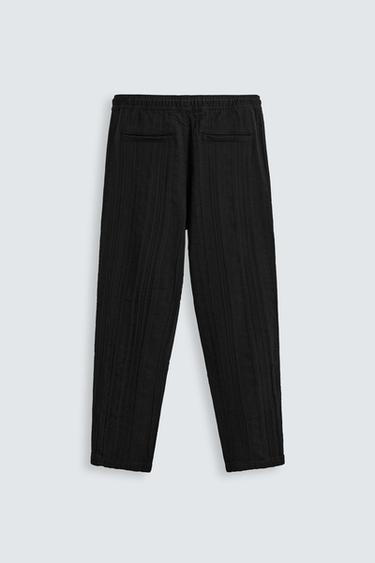 RELAXED FIT TEXTURED TROUSERS - Black by Zara - Image 7