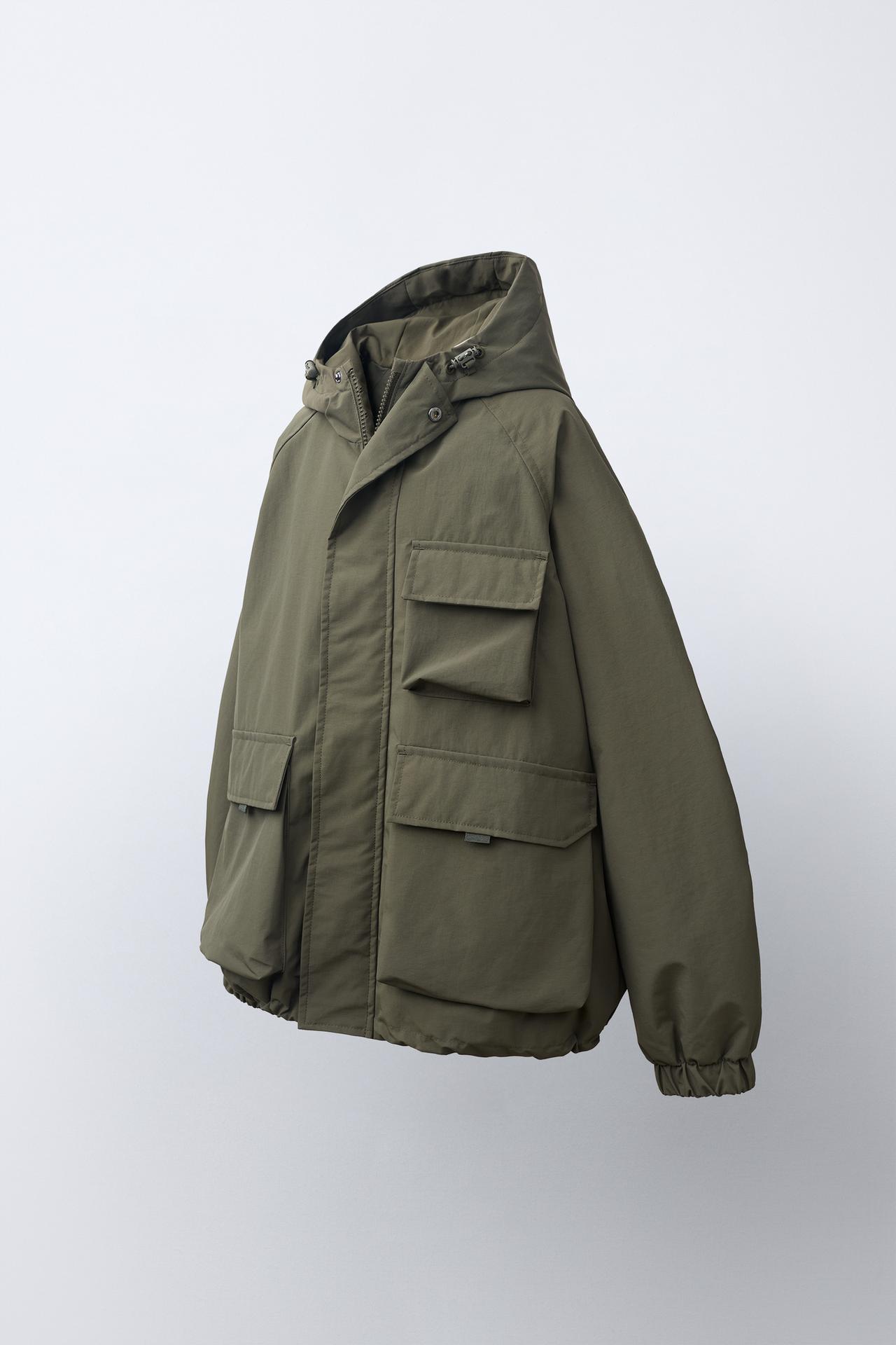 WATER-REPELLENT HOODIE PARKA — Khaki