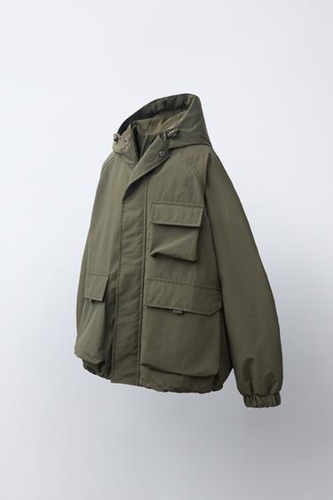 WATER-REPELLENT HOODIE PARKA — Khaki 2